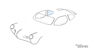 Rear side window, right