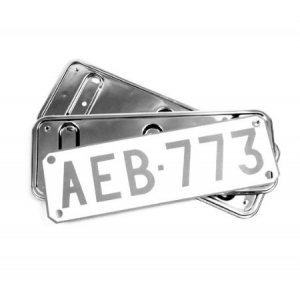 license plate frame in polished inox Belgium old style plate size  only!