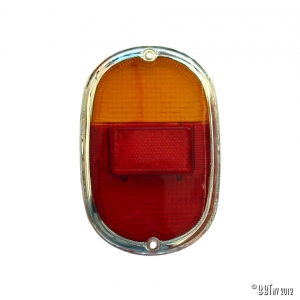 Tail light lens, European Orange/red With integrated chrome ring, economy