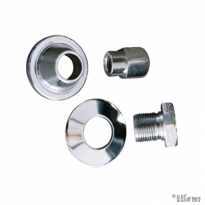 Chrome bolt and screw for pulleys, with washers